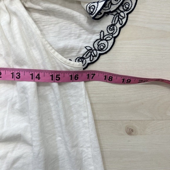 J Crew Top M white embroidered ruffle Off The shoulders blouse cotton knit - Picture 8 of 16